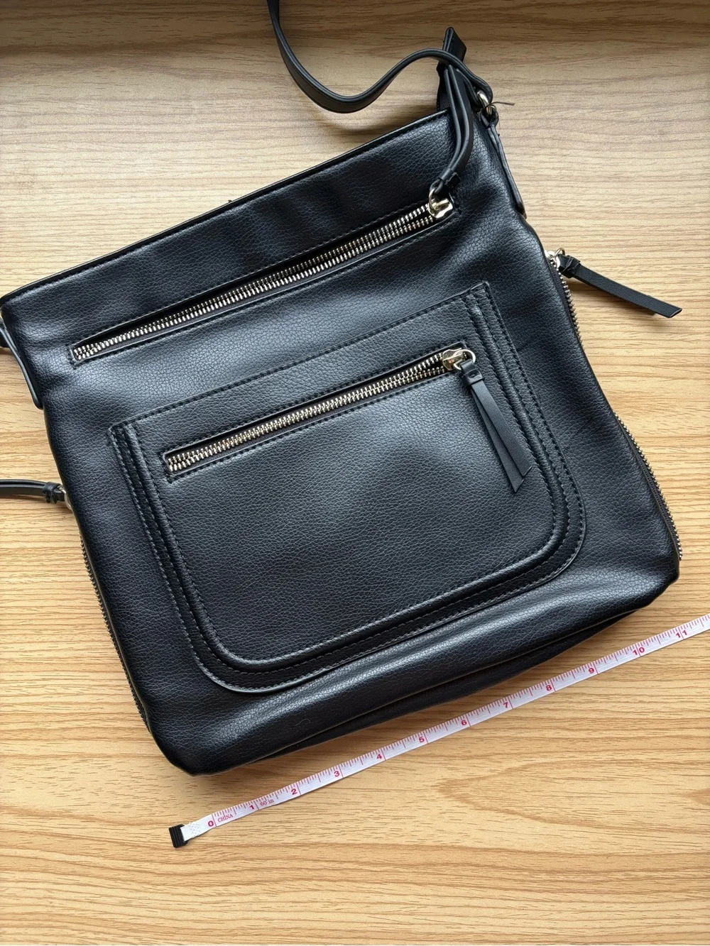 Apt. 9 Black Pebbled Leather-Look Crossbody Messenger Bag